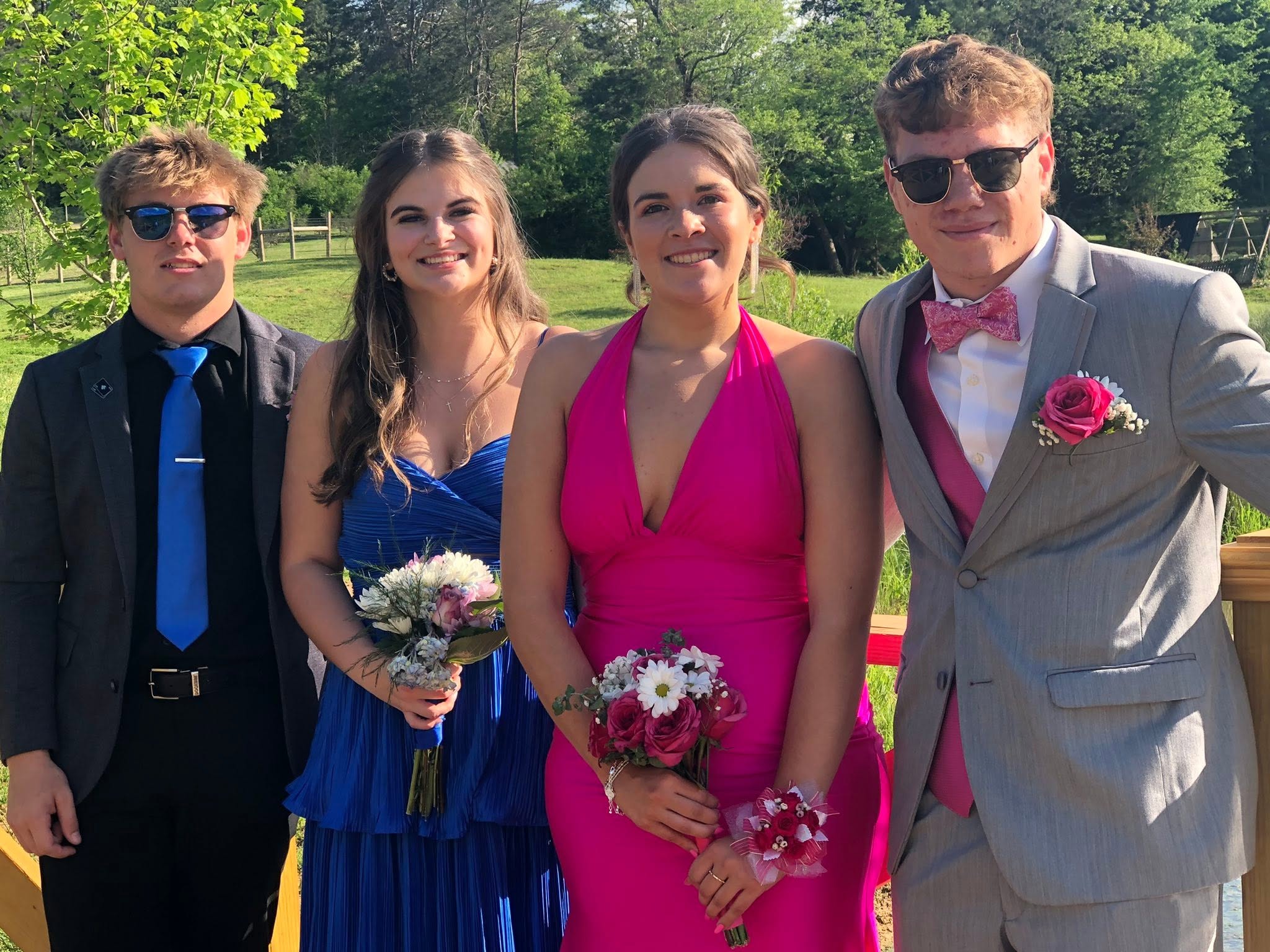 Prom group photographed on the bridge at Caylor's Creek